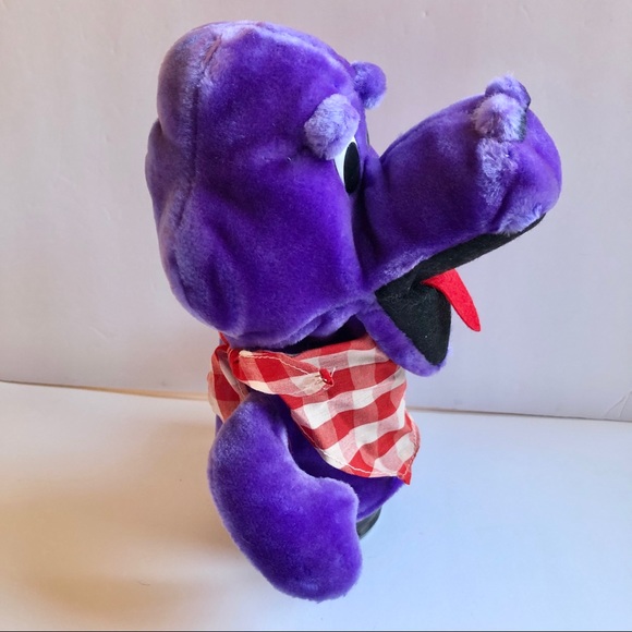 NEW Vintage Hand Puppet DINER SAURUS Stuffed Plush Animal Toy 9 3/4” Purple - Picture 3 of 16